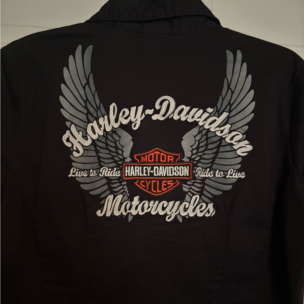 Women’s Harley-Davidson Zip Up Shirt L Black